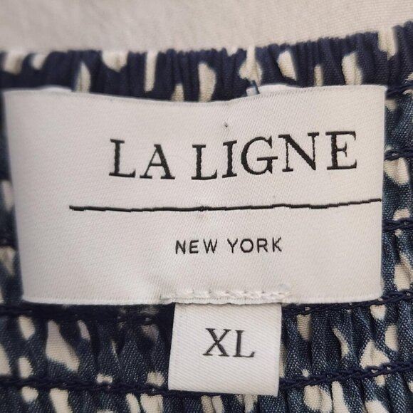 La Ligne Luca Women's 100% Silk Chiffon Midi Dress Poka Dot, size XLarge - Picture 2 of 8